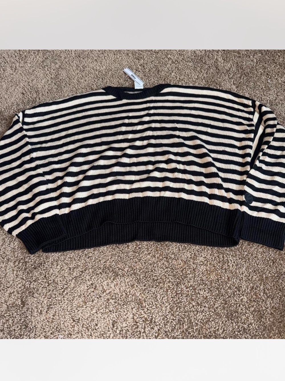 New Victoria’s Secret PINK Black and cream horizontal striped sweater